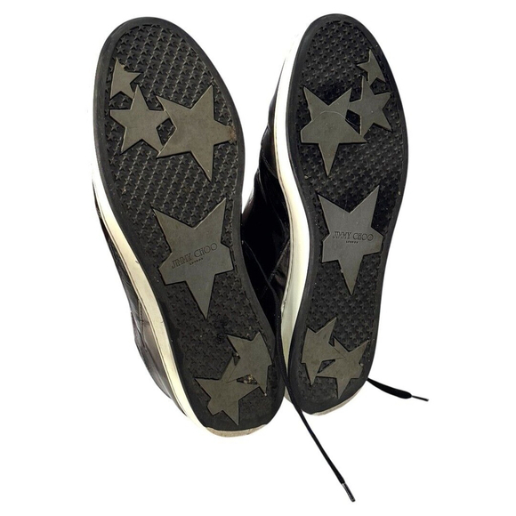 Jimmy Choo black/silver Leather Miami Low Top Sneakers Size‎ 39 (US 8.5) woman's - Picture 6 of 6